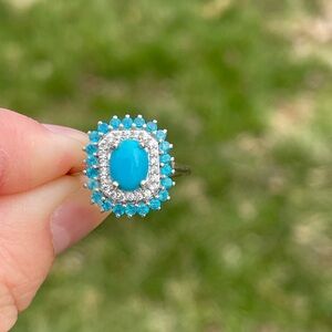 Sleeping Beauty Turquoise and Multi Gemstone Ring